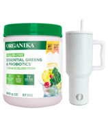 Organika All-In-One Essential Greens & Probiotics et White Tumbler Bundle