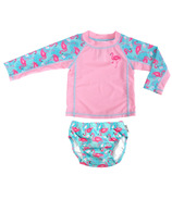 ZOOCCHINI Rashguard Top and Swim Diaper Set Flamingo