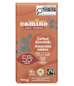 Camino 55% Cacao Salted Almonds Dark Chocolate Bar 