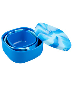 Lunchbots Nested Mighty Silicone Bowl Set Blue/Blue Swirl