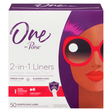 Buy One by Poise Panty Liners 2-in-1 Period & Bladder Leakage Daily Liner  Long at