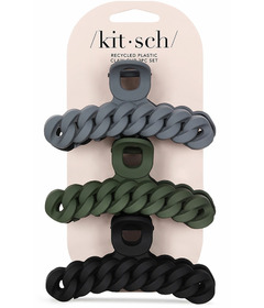 Kitsch Recycled Plastic Chain Claw Clips Set Black & Moss