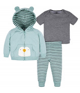 Gerber Childrenswear Baby Hoodie, Top & Pant Set Penguin