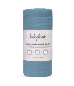 Baby Bliss Muslin Swaddle Blanket Lake Blue