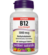 Webber Naturals Vitamine B12 Méthylcobalamine 5000 mcg