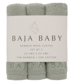 image of Baja Baby Bamboo Wash Cloths Sage with sku:319568