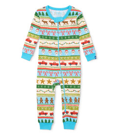Hatley Cotton Coverall Blue Fun Fair Isle