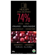 Moulin des Moines Organic Dark Chocolate Bar (74%) with Cranberries