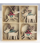 Silver Tree Painted Mini Reindeer Decorations In Keepsake Box