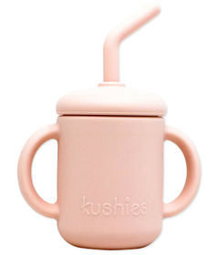 Kushies Silicone SiliSiippy Cup with Straw Pink