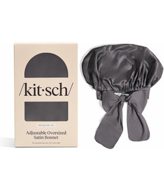 Kitsch Adjustable Oversized Satin Bonnet Charcoal