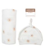 Lulujo Hello World Blanket & Knotted Hat Daisies