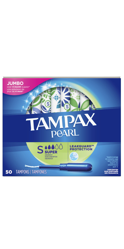 Tampax Pearl 50 Tampons with Plastic Applicator, Regular