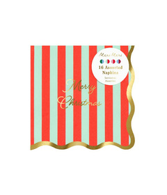 Meri Meri Striped Small Napkins Merry Christmas