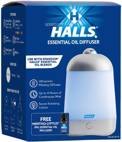 Halls Mini Ultrasonic Diffuser with Mentho-Lyptus Essential Oil Blend