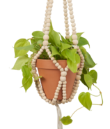 Pokoloko Wooden Beaded Hanging Pot Holder Natural