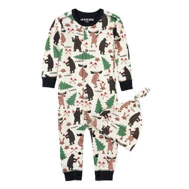 Hatley Little Blue House by Hatley Baby Romper with Cap Lumberjack Animals Hatley Little Blue House by Hatley Baby Romper with Cap Lumberjack Animals