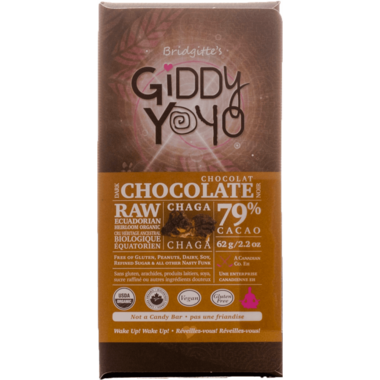 Giddy Yoyo Raw Organic Dark Chocolate Bar Chaga Giddy Yoyo Raw Organic Dark Chocolate Bar Chaga