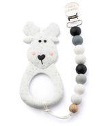 Little Cheeks Moose Silicone Teether and Pacifier Clip Speckle
