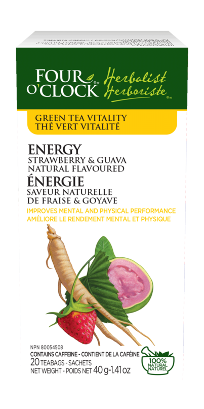 Buy Four O'Clock Herbalist Green Tea Energy Strawberry & Guava at Well ...