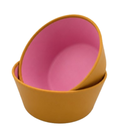 Milly Stone Silicone Two Toned Bowl Set Soft Berry and Golden Honey