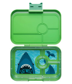 Yumbox Tapas 4 Compartment Bento Box Jurassic Green with Shark Tray