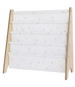 image of 3 Sprouts Recycled Fabric Book Rack Taupe Blueberry with sku:303081