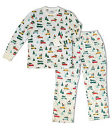 Silkberry Baby Men's Bamboo Long Sleeve Pajama Set Jolly Christmas Cars