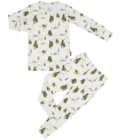 Belan.J Ribbed Bamboo Long Sleeve PJ Set Misty Forest