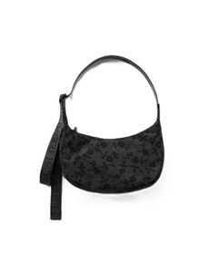 BAGGU Small Nylon Crescent Bag Charcoal Ditsy Floral