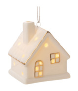 Ornament Silver Tree White House With Led Light