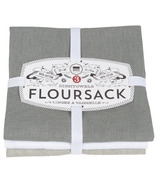 Now Designs Floursack Teatowel Set London, White & Grey