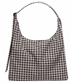 image of BAGGU Nylon Shoulder Bag Black & White Gingham with sku:320355