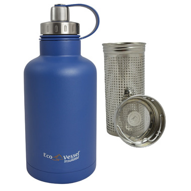 Eco Vessel BOSS Vacuum Insulated Stainless Steel Growler Bottle Blue Eco Vessel BOSS Vacuum Insulated Stainless Steel Growler Bottle Blue