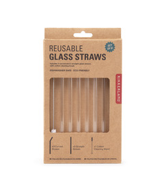 Kikkerland Clear Reusable Glass Straws