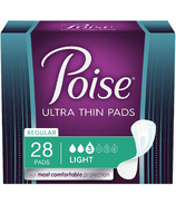 Poise Ultra Thin Incontinence Pads Light Absorbency Regular Length