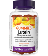 Webber Naturals Gummies à la lutéine avec myrtille et zéaxanthine 20 mg Mangue