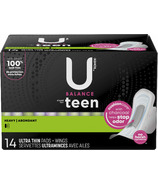 U by Kotex Balance Sized for Teens Ultra Thin Pads with Wings