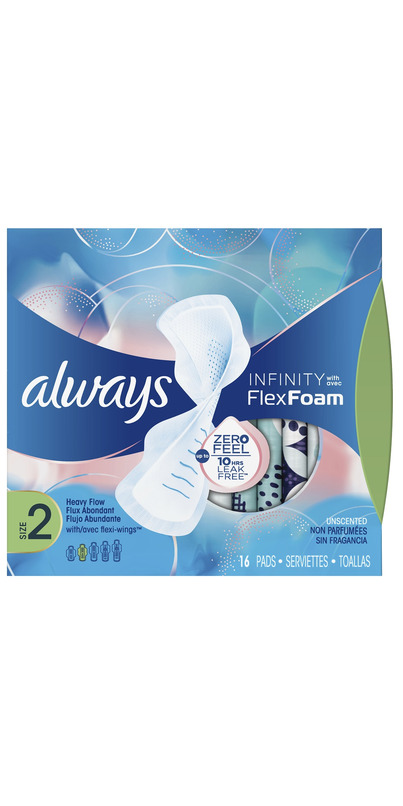 Always InFinity FlexFoam Pads With Wings Extra Heavy Overnight Absorbency  Size 5 Unscented, 30 count - Pay Less Super Markets