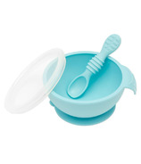 Bumkins Silicone First Feeding Set with Lid and Spoon Blue