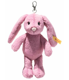 Steiff Hoppie Rabbit Keyring Bright Pink