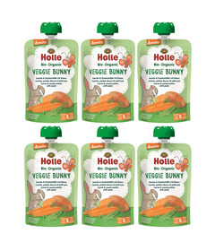 Holle Organic Pouch Veggie Bunny Carrot & Sweet Potato with Peas Bundle