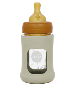 Hevea Wide Neck Baby Glass Bottle with Sleeve Ivory