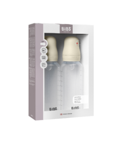 BIBS Round Silicone Medium Flow Baby Bottle Pack Ivory