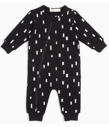 Miles Baby Playsuit in Our Not-So-Basic Play Block Print Black