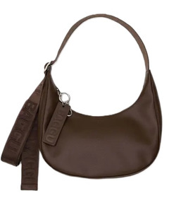 BAGGU Small Recycled Leather Crescent Bag Brown