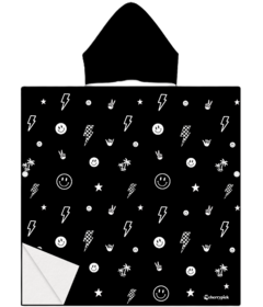 Cherrypick Kids Hooded Beach Poncho Monochrome Smiley