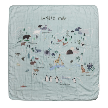 Buy Loulou Lollipop Muslin Quilt Blanket World Map at