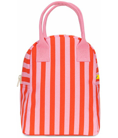 Fluf Zipper Lunch Bag Awning Stripe Pink & Poppy