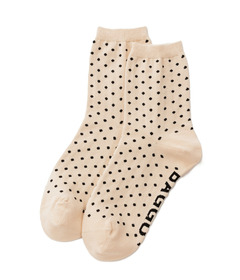 BAGGU Crew Sock Micro Cream & Black Polka Dot